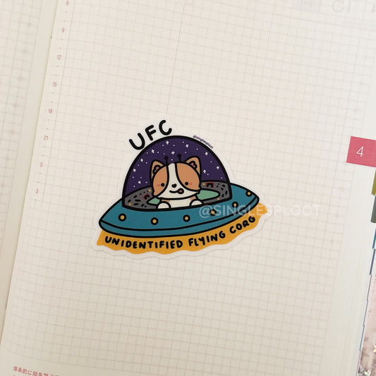 Unidentified Flying Corg Corgi Space Sticker