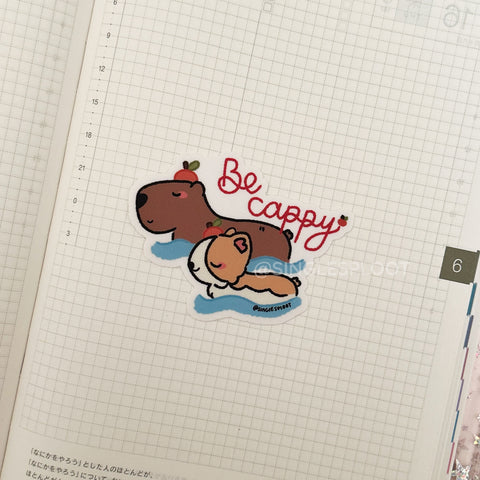 Be Cappy Capybara and Corgi Sticker