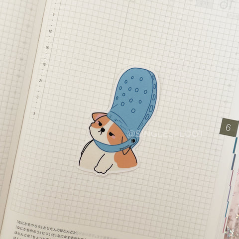 Croc Head Corgi Sticker