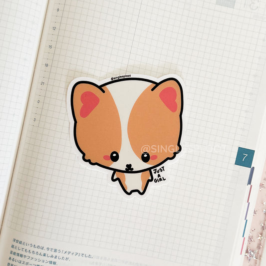 Just a Girl Corgi Sticker