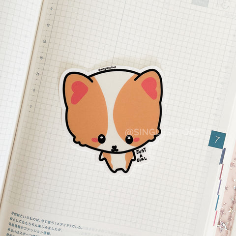 Just a Girl Corgi Sticker