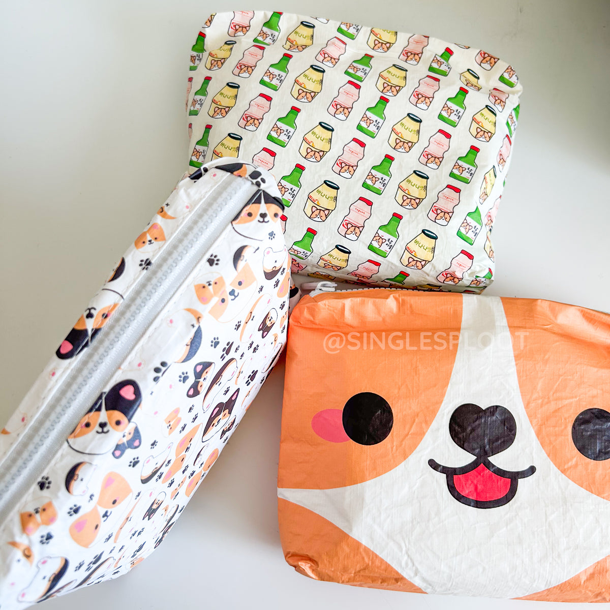 Red and Tri Corgi Faces Water Resistant Pouch