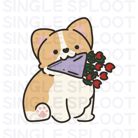 Watermelon Red Corgi Flower Bouquet Air Freshener