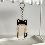 Clear Tri Corgi with a Tail Acrylic Keychain