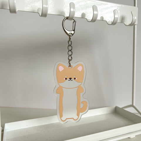 Clear Red Corgi with a Tail Acrylic Keychain