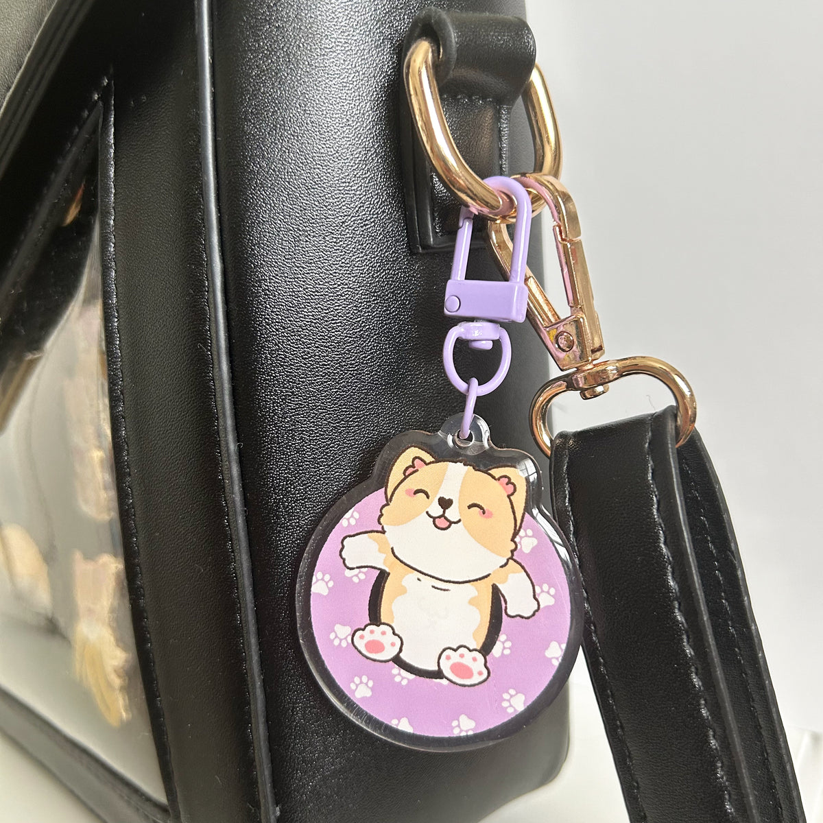 Summer Corgi Inner Tube Acrylic Keychain