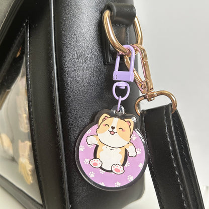 Summer Corgi Inner Tube Acrylic Keychain