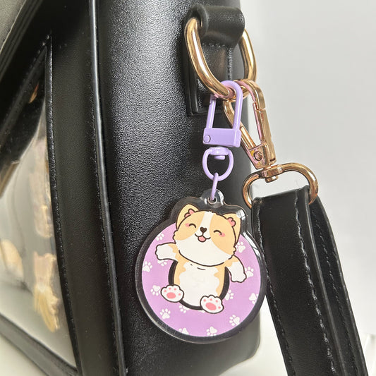 Summer Corgi Inner Tube Acrylic Keychain