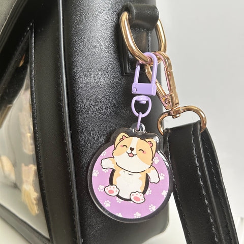 Summer Corgi Inner Tube Acrylic Keychain