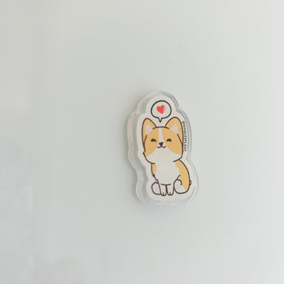Uwu Heart Message Corgi Acrylic Magnet