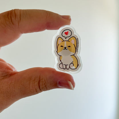 Uwu Heart Message Corgi Acrylic Magnet