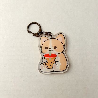 Chonky Corgi Boba Acrylic Charm