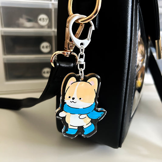 Ice Skating Corgi Acrylic Keychain