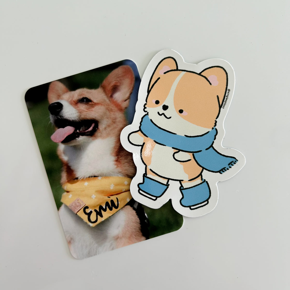 Ice Skating Corgi Flat Magnet