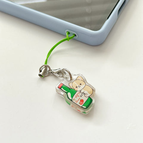 Strawberry Soju Corgi Phone Charm