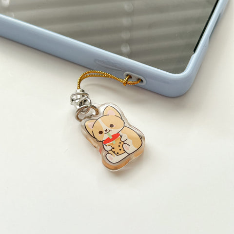 Boba Corgi Phone Charm