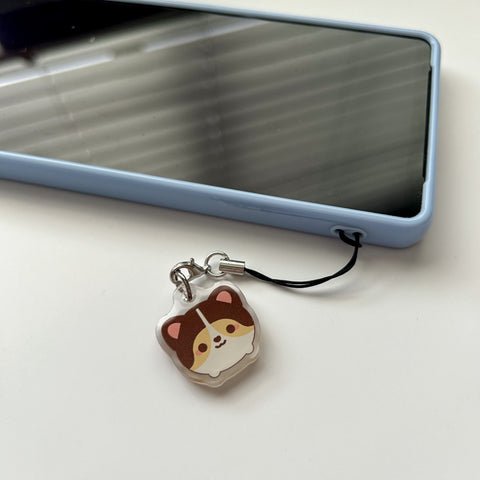 Round Tri-Colored Corgi Phone Charm