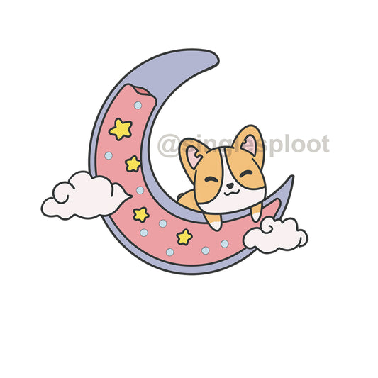 Corgi Over the Pink Moon Shoe Charm