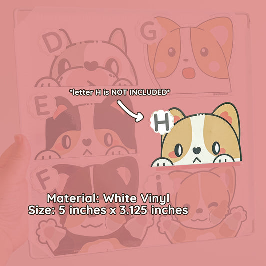 Red Corgi Side Eye Peeker Decal
