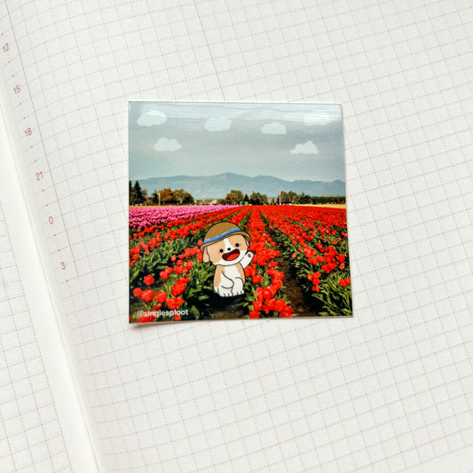 Patreon Sticker: Tulip Field Corgi