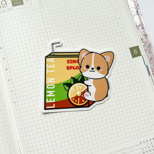 Lemon Tea Corgi Sticker