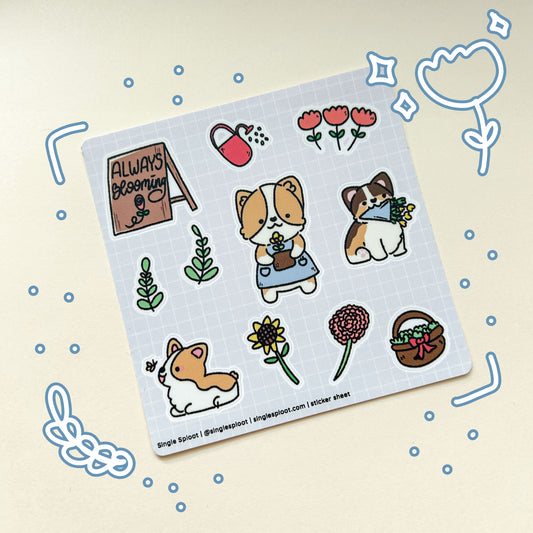 Patreon: Always Blooming Corgi Sticker Sheet