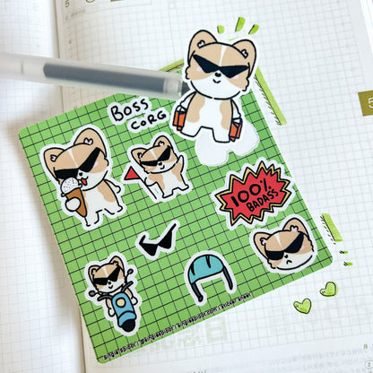 Patreon: Boss Corgi Sticker Sheet