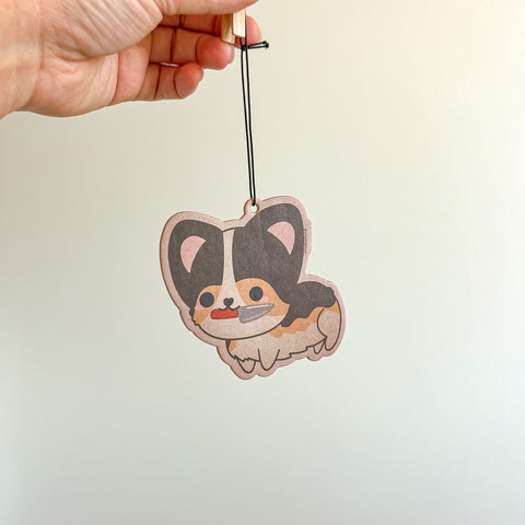 Blueberry Tri Corgi Knife & Flower Air Freshener