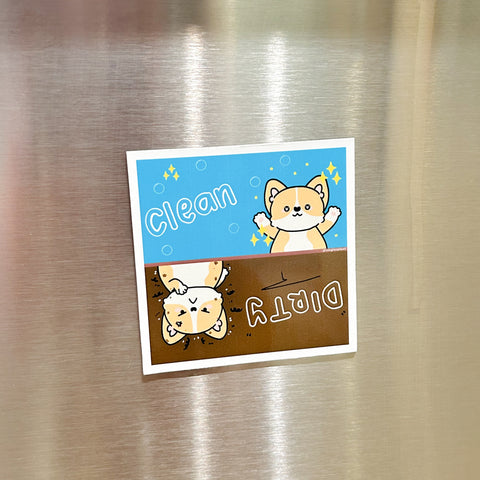 Clean & Dirty Corgi Dishwasher Flat Magnet