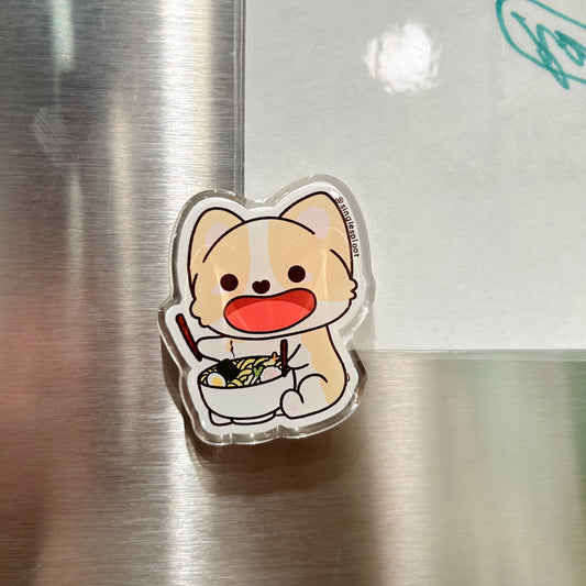 Ramen Eating Corgi Acrylic Magnet