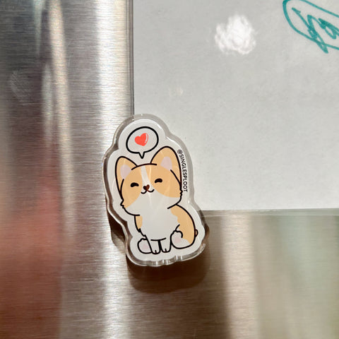 Uwu Heart Message Corgi Acrylic Magnet