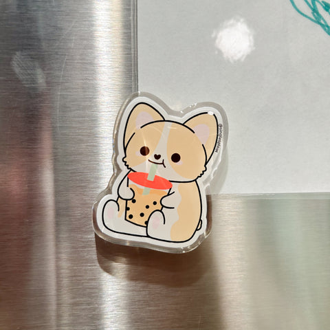 Boba Corgi Acrylic Magnet