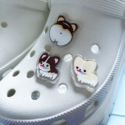 Red Corgi with Knife Shoe Charm