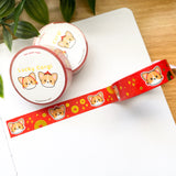 Lucky Corgi Gold Foiled Washi Tape in Red