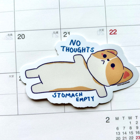 No Thoughts Stomach Empty Corgi Sticker