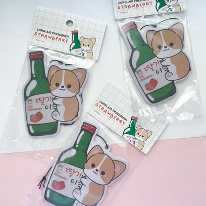 Strawberry Soju Corgi Air Freshener