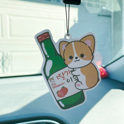 Strawberry Soju Corgi Air Freshener