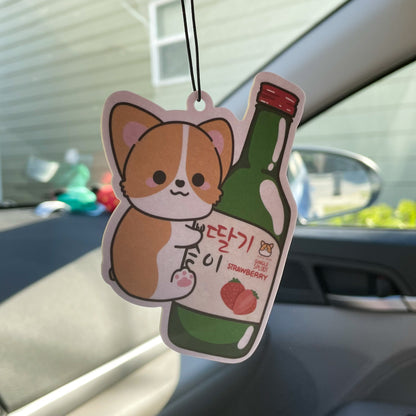 Strawberry Soju Corgi Air Freshener