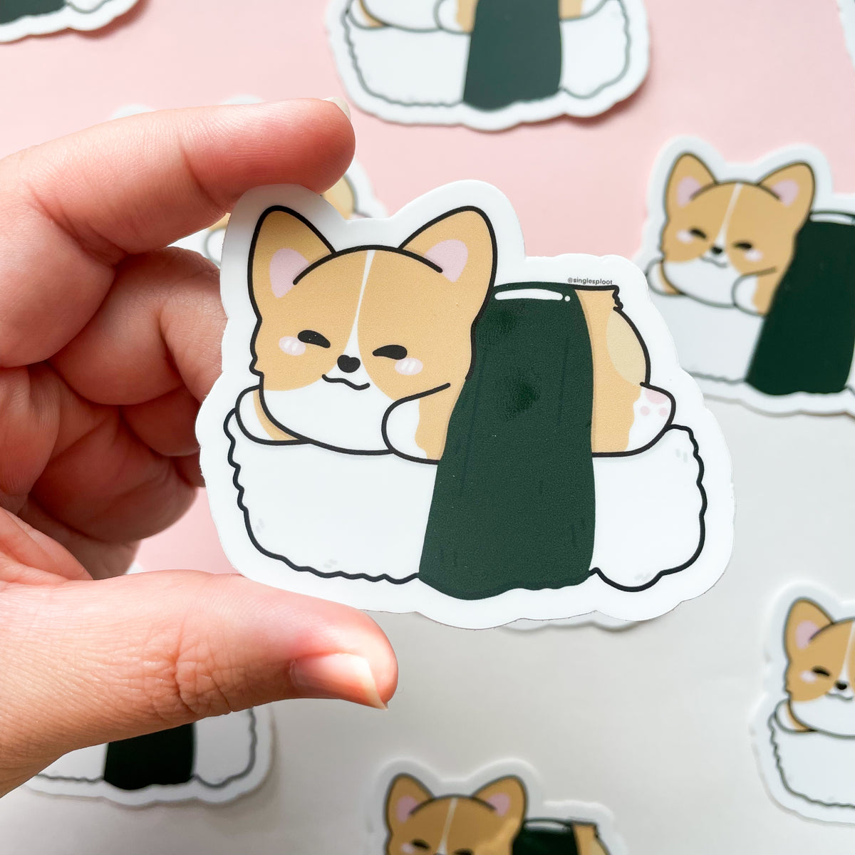 Musubi Red Corgi Sticker