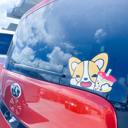 Corgi Soju Peeker Decal - Red