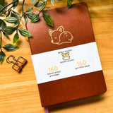 Sleepy Corgi Gold Foiled and Vegan Leather Dotted Journal