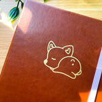 Sleepy Corgi Gold Foiled and Vegan Leather Dotted Journal