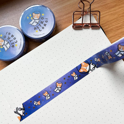 Astro Corgi Gold Foil Washi Tape