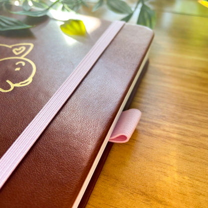Sleepy Corgi Gold Foiled and Vegan Leather Dotted Journal
