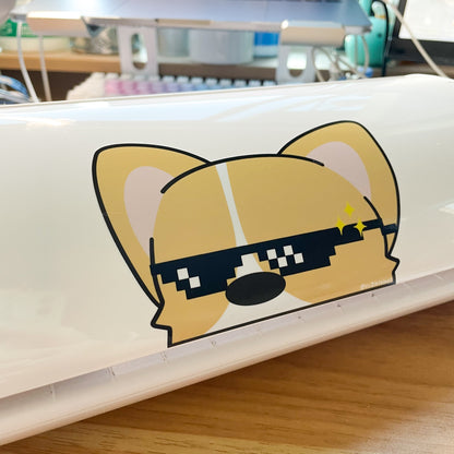 MEME Glasses Corgi Peeker Decal