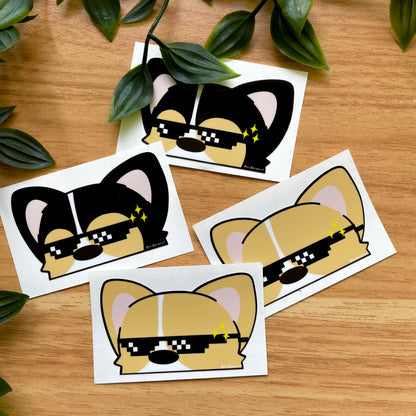 MEME Glasses Corgi Peeker Decal