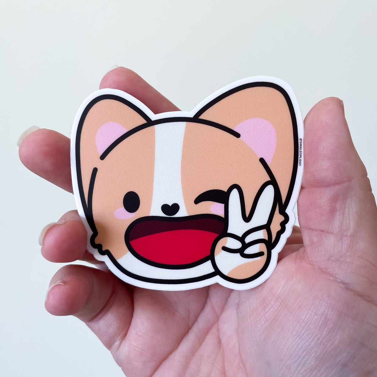 Peace Sign Corgi Sticker