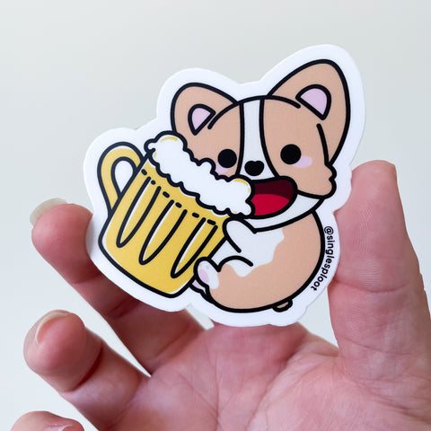 Beer Corgi Sticker