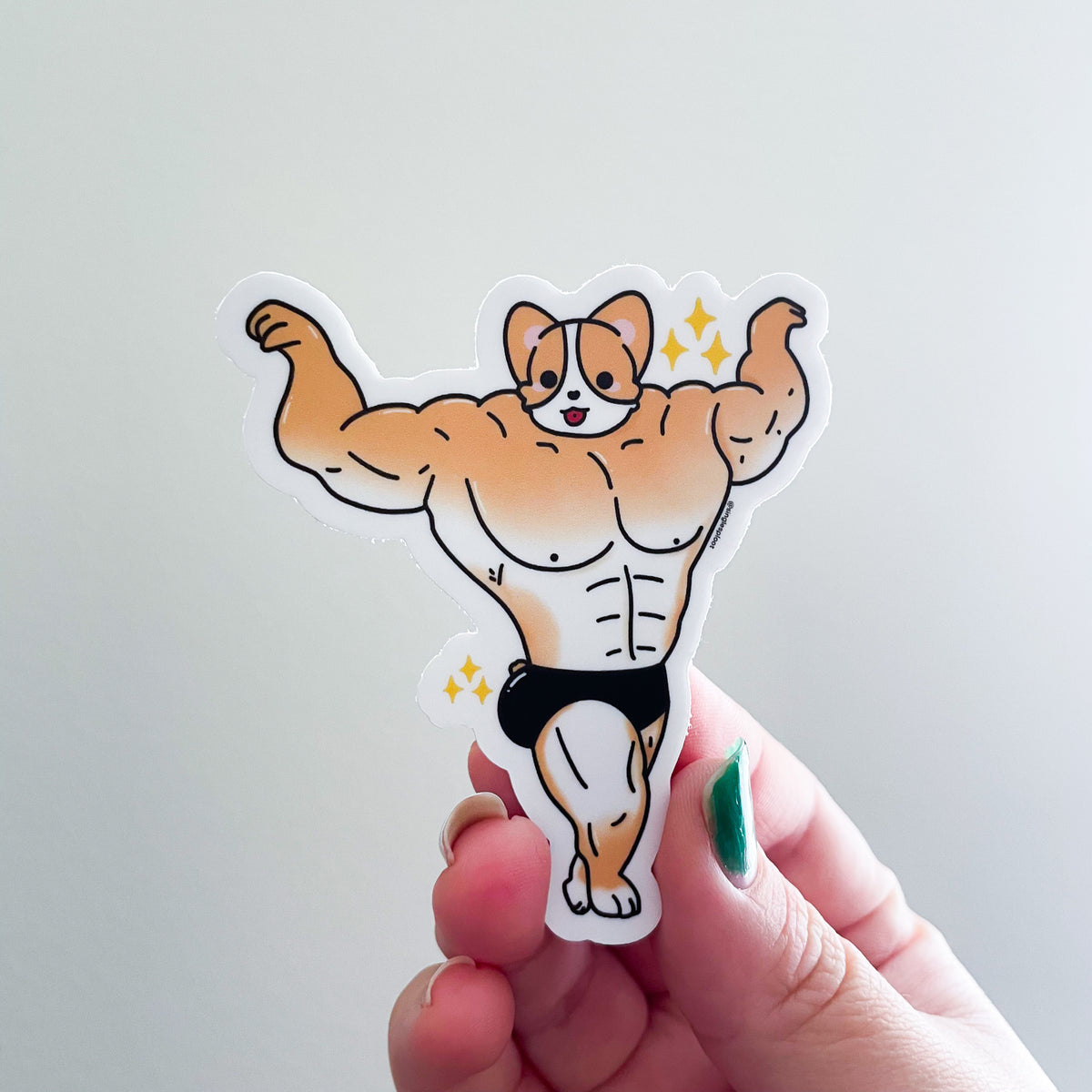 Buff Muscle Red Corgi Sticker