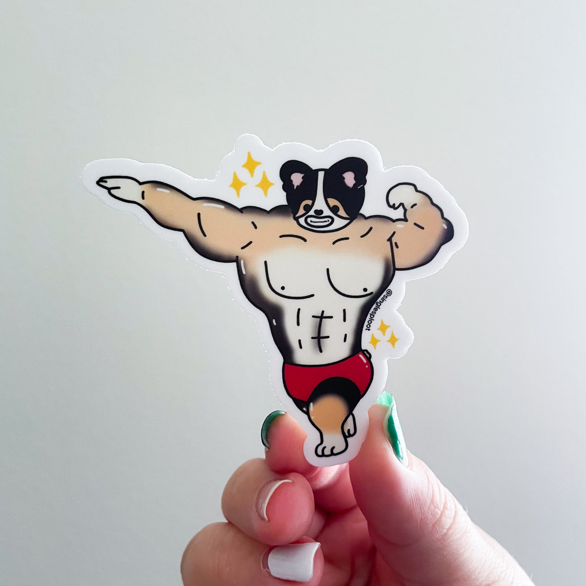 Buff Muscle Tri Corgi Sticker